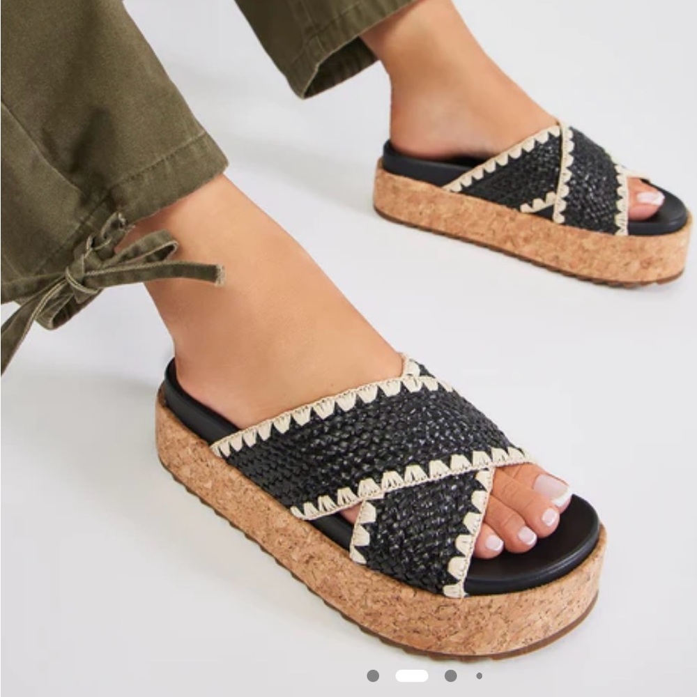 NWT Black Platform Cork Sandals Women’s 9